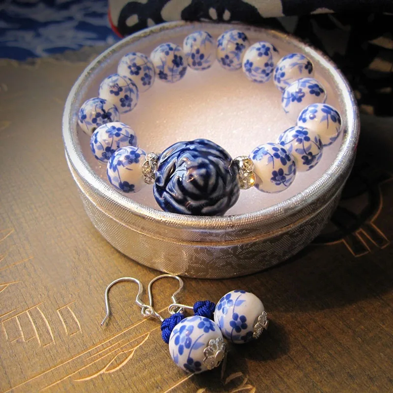 Box Bracelet and Earrings Accessories Ceramic Beads Chain Jewelry Set Free Shipping | Украшения и аксессуары