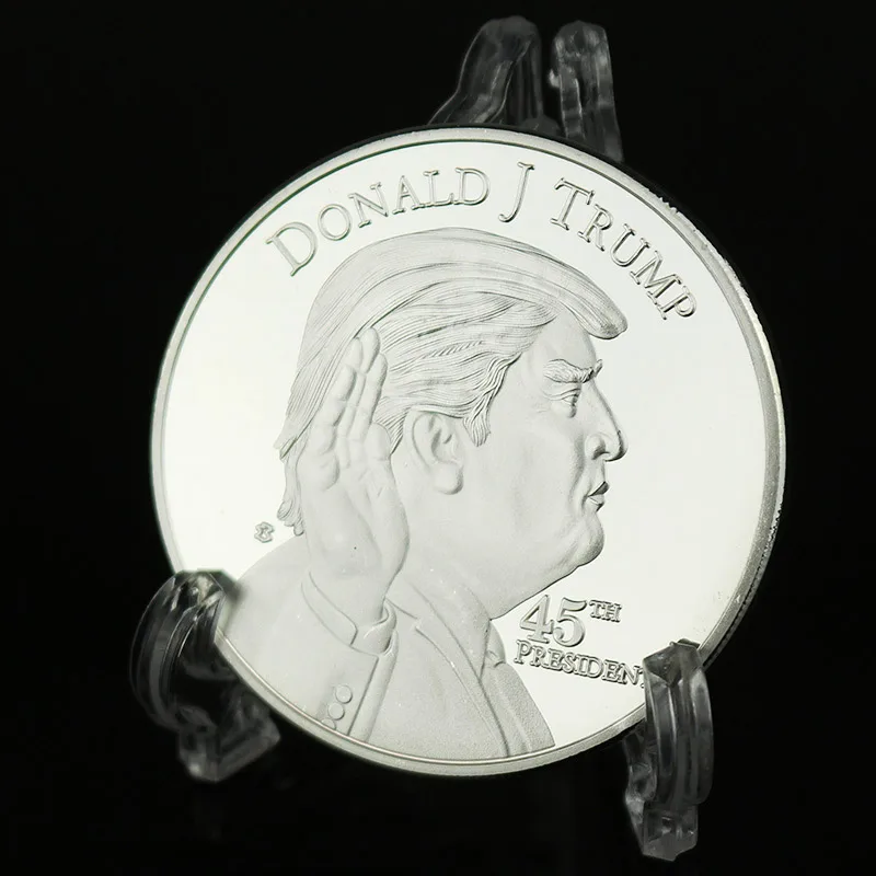 Серебряная монета американского президента Дональда с изображением Трампа США