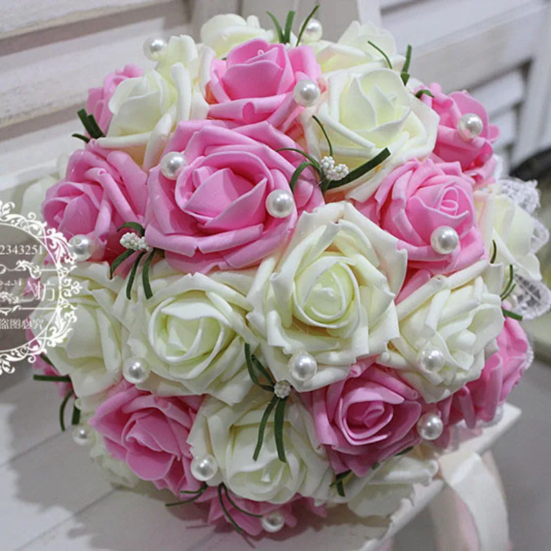 wedding bouquet buque de noiva bridal Handmade Ribbon Flower Bouquets Bridal Bouquet Ivory Boque Accept | Свадьбы и торжества
