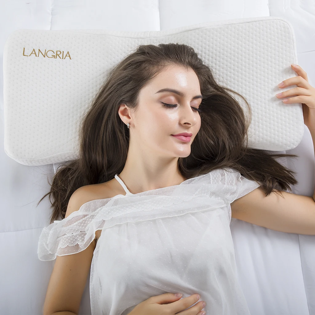 LANGRIA подушка для кровати из пены с эффектом памяти с защитой от храпа и высокой плотностью с дышащим съемным чехлом подушка для ухода за здоровьем мягкая подушка для шеи