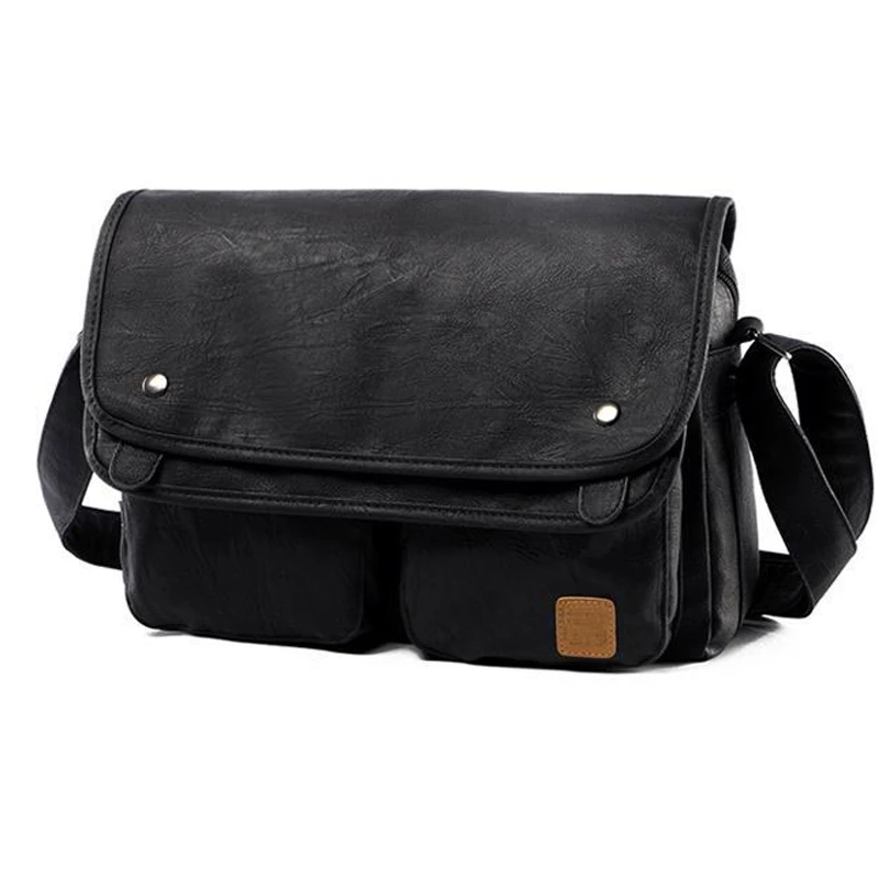 vintage men crossbody bags leather high quality shoulder bag casual brand messenger black travel Laptop |