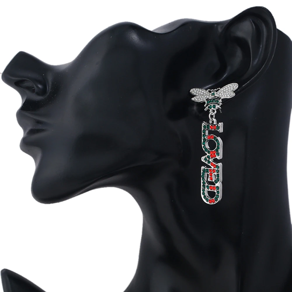 Асимметричный жемчуг пчела свисающие серьги кристалл горный хрусталь Любимое