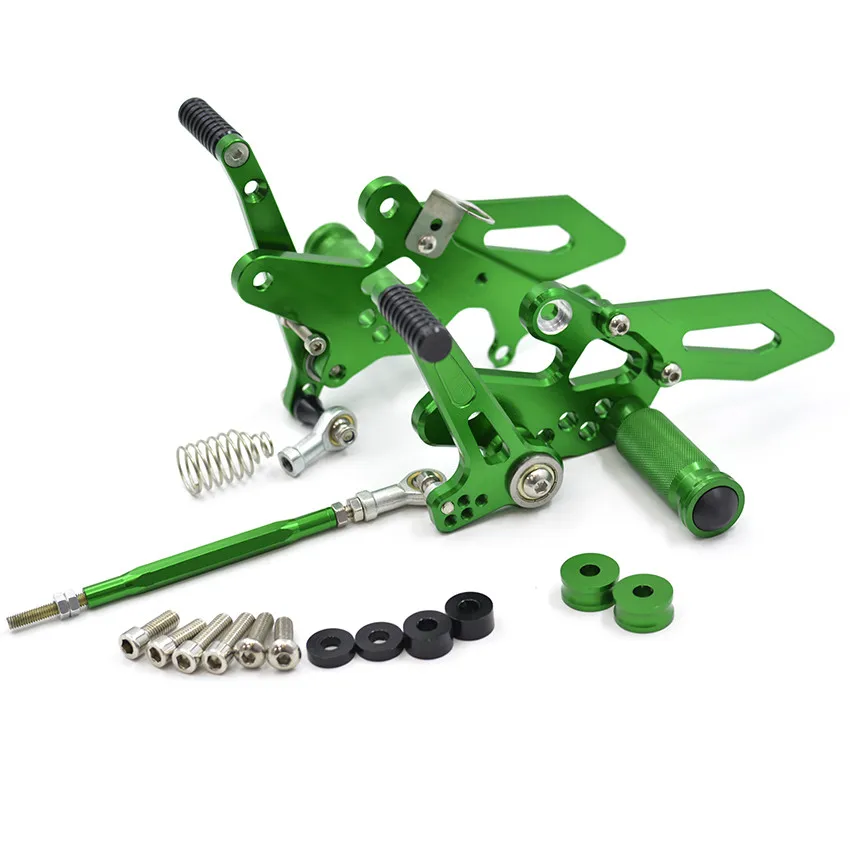 Зеленый Мотоцикл Регулируемый Rider задние наборы Rearset подножка подножки для Kawasaki Ninja 250 300 EX300 Z300 2013 - Цвет: Зеленый