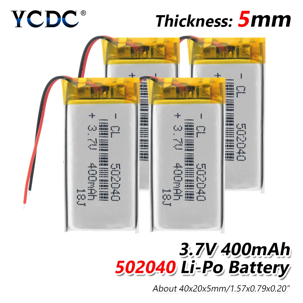 1/2/4 шт 3,7 V 502040 400mAh литий-ионный аккумулятор Батарея Перезаряжаемые 400 мАч литий-полимерный Батарея для Mp3 Mp4 Gps вождения Регистраторы игрушка
