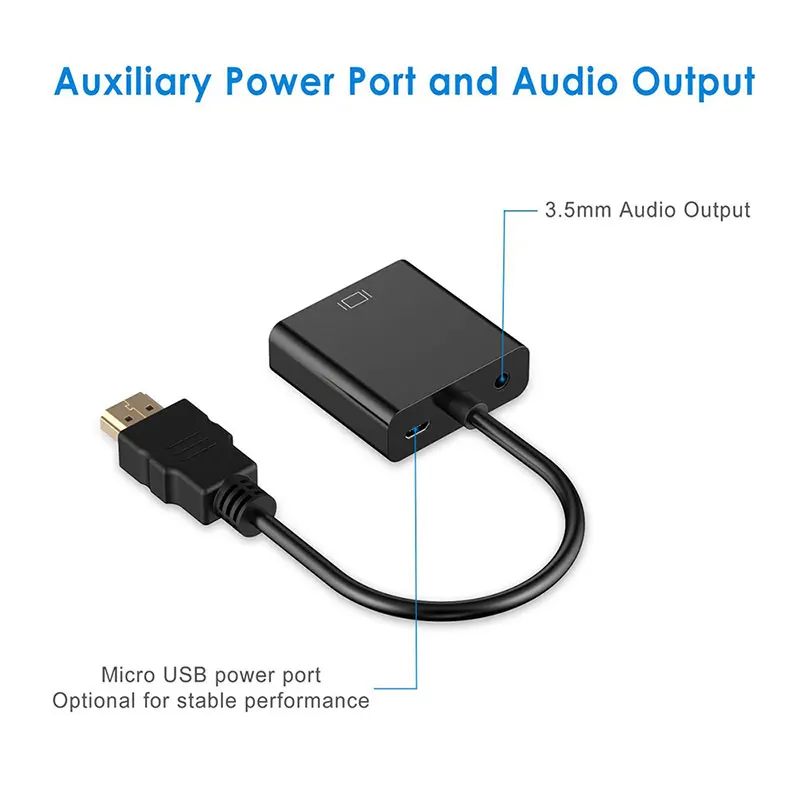 Адаптер hdmi-vga кабель аналоговый в цифровой видео аудио конвертер Выход 1080 P HD 3 5 mmAUX