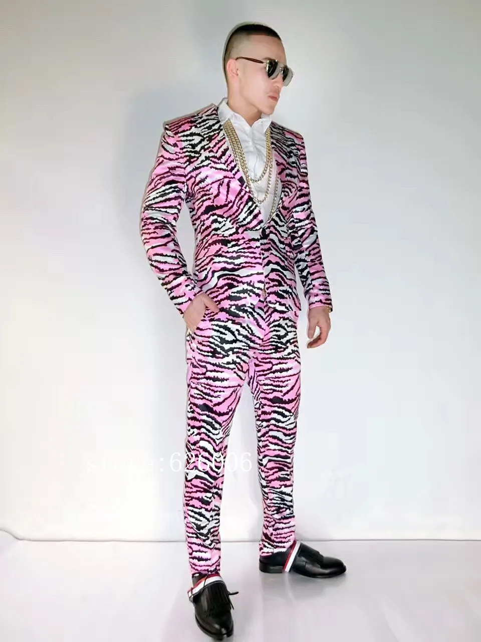 Индивидуальный мужской модный пиджак с принтом зебры костюмы для ночного клуба DJ
