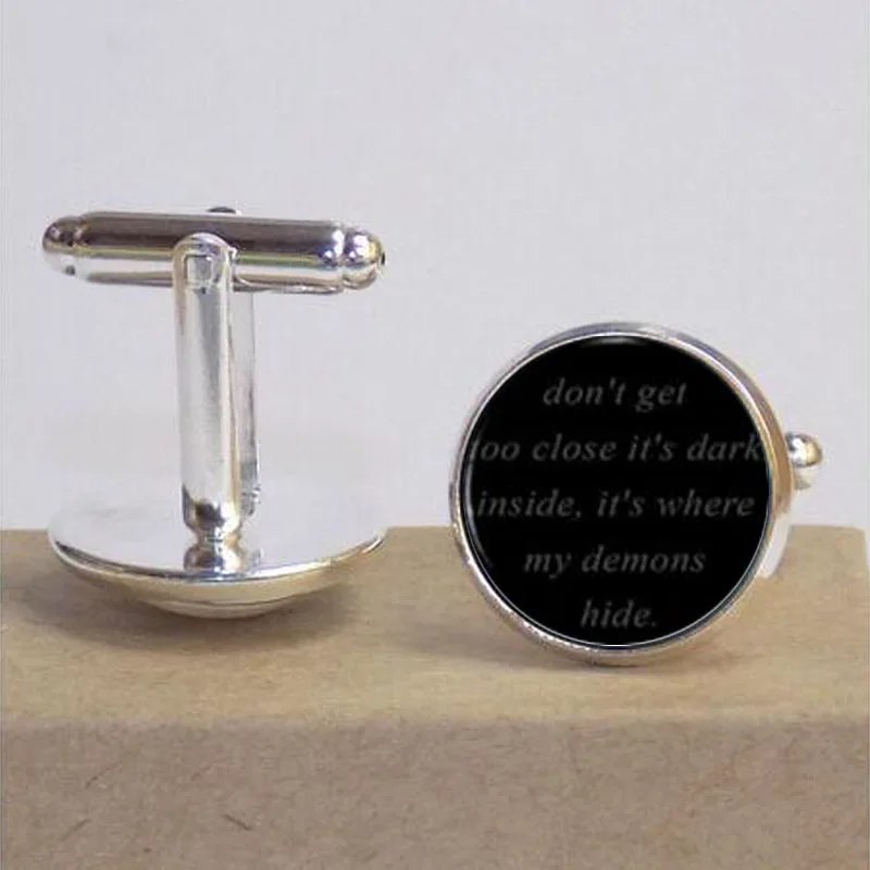 

IMAGINE DRAGONS Black Dome Cuffink - Song Lyrics Quote Cuffink - Music Jewelry -Demons Link Chain Glass Cabochon Cuffinks