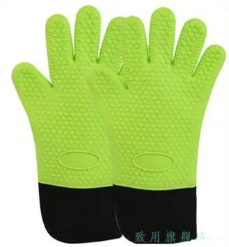 1 Pair Green 2 шт., для пищевых продуктов толстые термостойкие силиконовые перчатки для барбекю перчатки для гриля Кухня печь для барбекю кулинарные рукавицы гриль рукавицы для выпечки - Цвет: 1 Pair Green