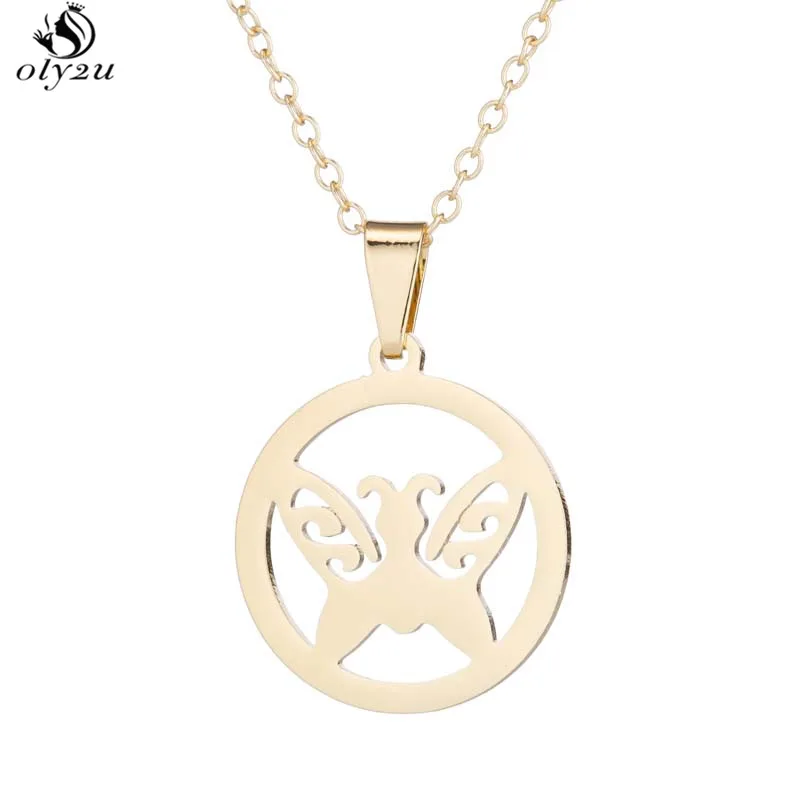 Oly2u нержавеющая сталь колье Бабочка Для женщин Ювелирные наборы Bijoux Серьги в виде