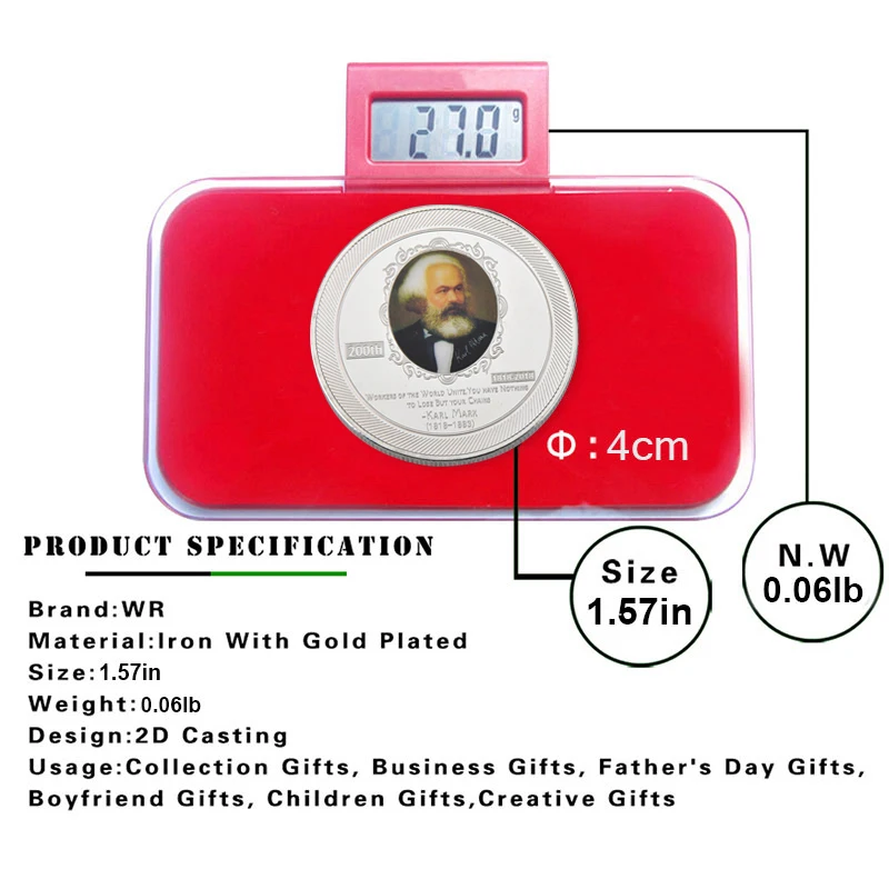 WR Германия Карл Маркс с серебряным покрытием памятные монеты в европейском стиле