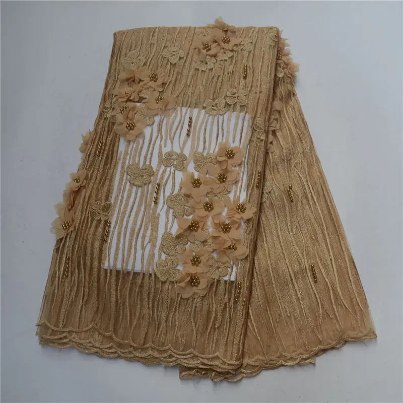 2018 Latest African French Lace Fabric High Quality Tulle with beads 3D For Wedding lace for women dress -L5 | Дом и сад