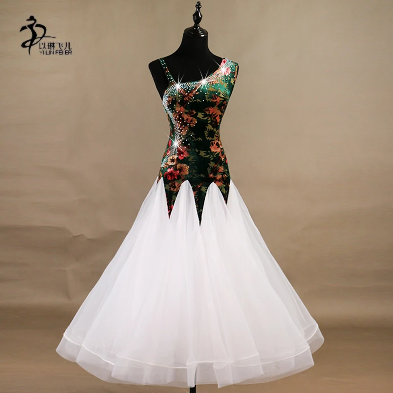 Новинка платье для бальных танцев со стразами девочек Стандартный танцевальный