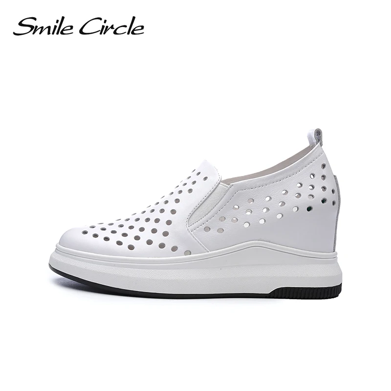 Женские кроссовки Smile Circle весенние дышащие из натуральной кожи на плоской