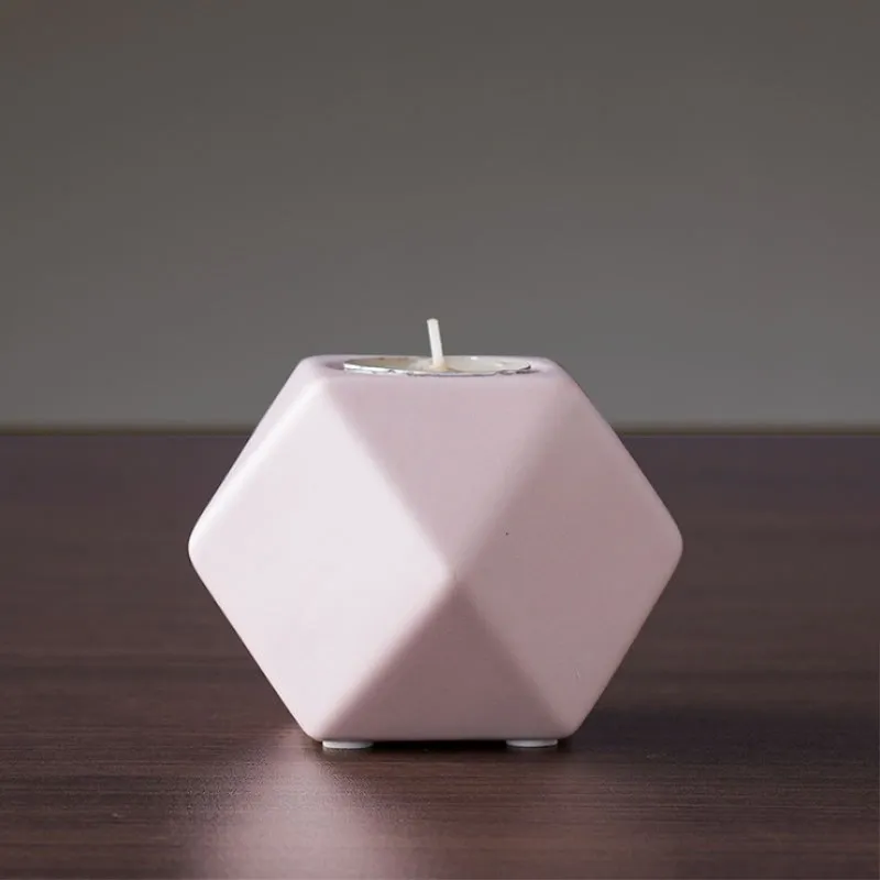Nordic Ceramic Candle Holder Creative Retro Ins Decoration Home Explosion Geometry Small Candlestick | Дом и сад