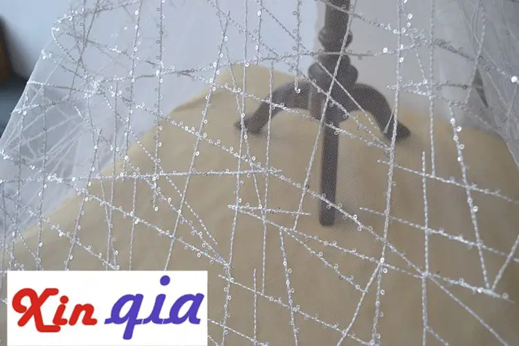 Высокое качество блестки кружева для свадебное платье DIY шарф ткань | Дом и сад