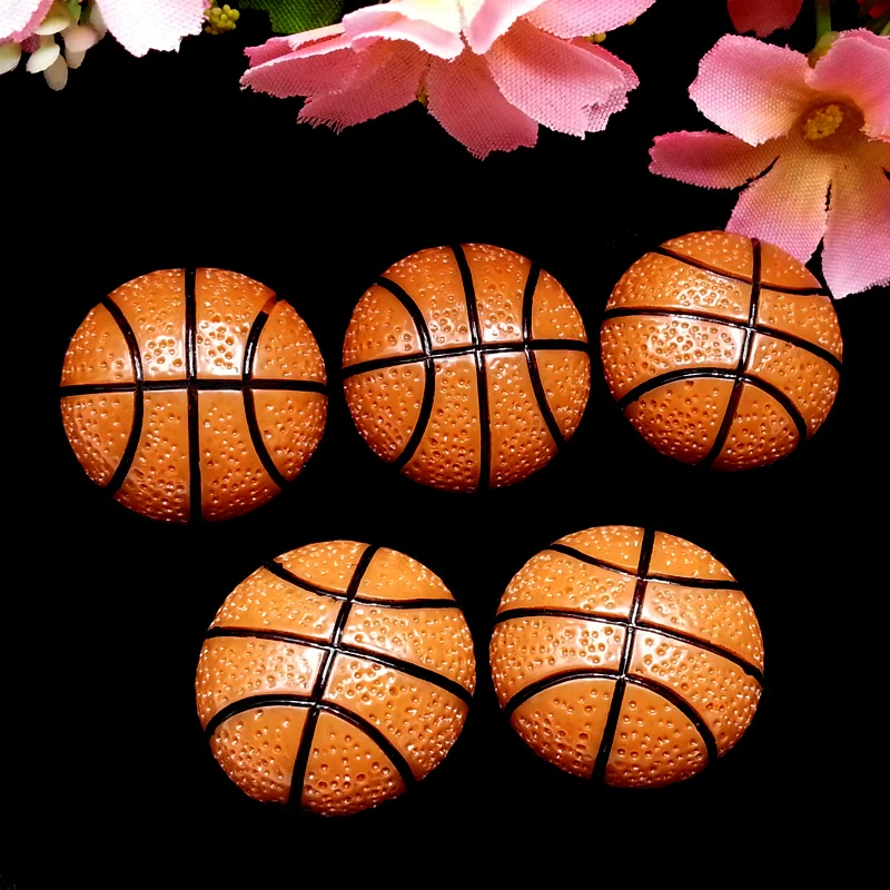 

50pcs/Lot 24mm Basketball Resin Flatback Cabochon Sport Ball Flat Back Scrapbooking DIY Decor for Hair Bow Center Embellis
