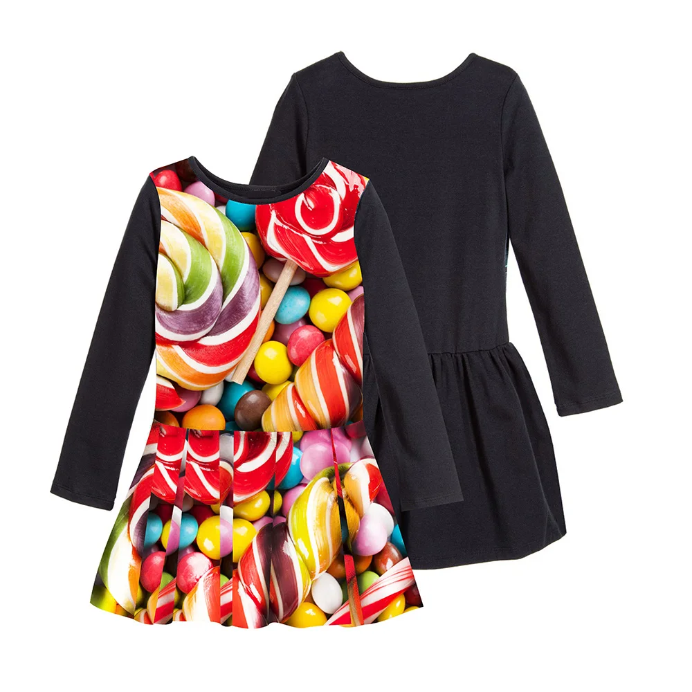 Платья для девочек детская одежда с принтом повседневная Новая модная платье