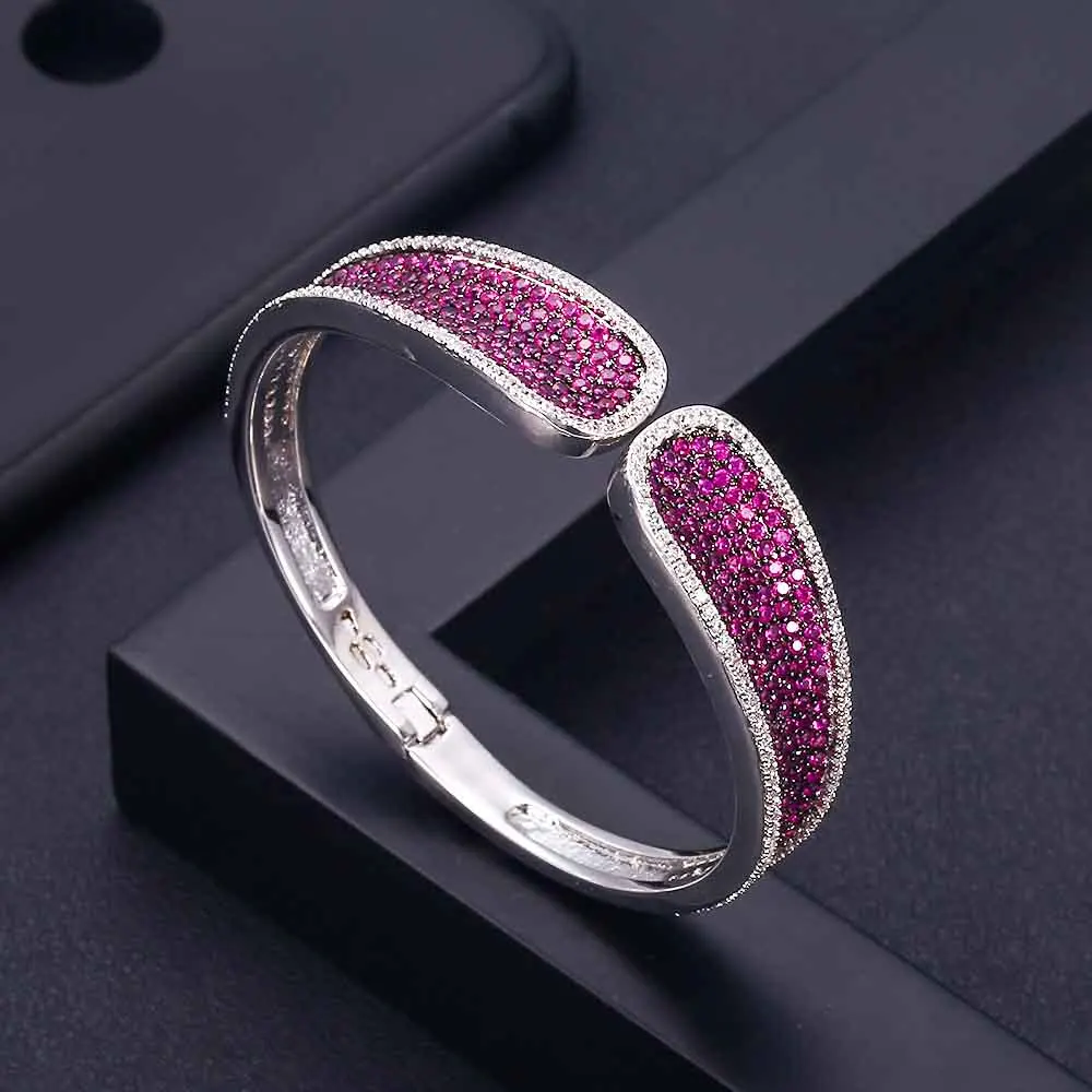Bangle Janekelly модный бант дизайнерские аксессуары модный драгоценный камень уникальный браслет AAA циркон микро проложить Набор ручной браслет - Окраска металла: Bangle