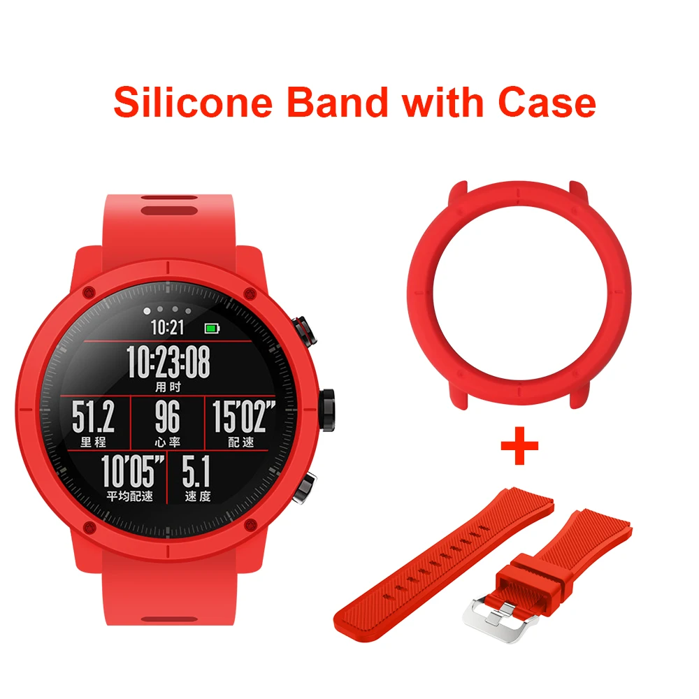 SIKAI 22 мм мягкий силиконовый ремешок для часов с защитным чехлом Huami Amazfit Stratos 2