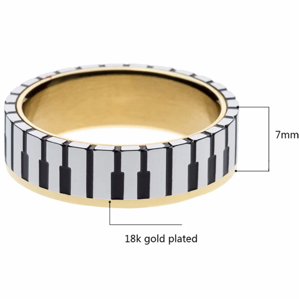 Обручальное кольцо для мужчин и женщин ширина 7 мм золотистого цвета музыкальная