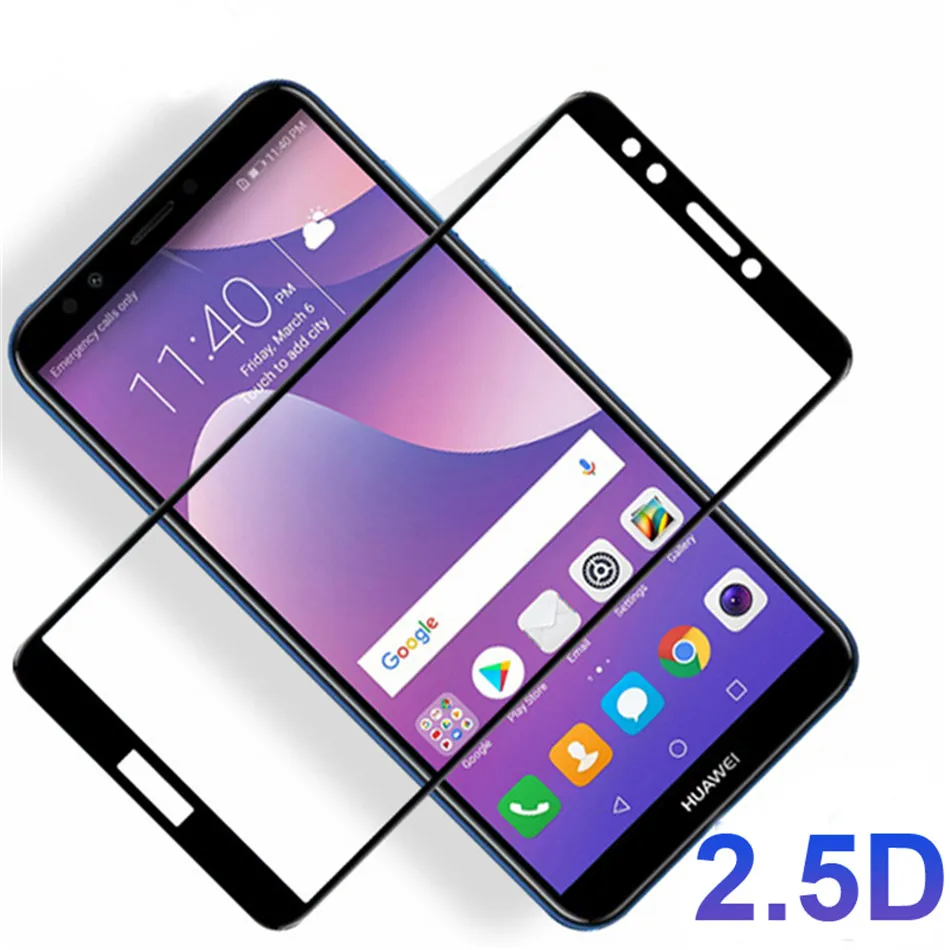 2.5D 9H полное клеевое закаленное стекло для Huawei P20 Lite Pro P Smart 2019 Y3 Y9 2018 Черная