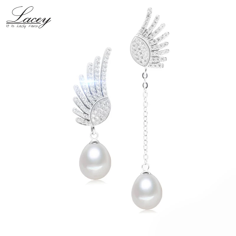 Женские Свадебные Длинные серьги гвоздики с натуральным пресноводным жемчугом