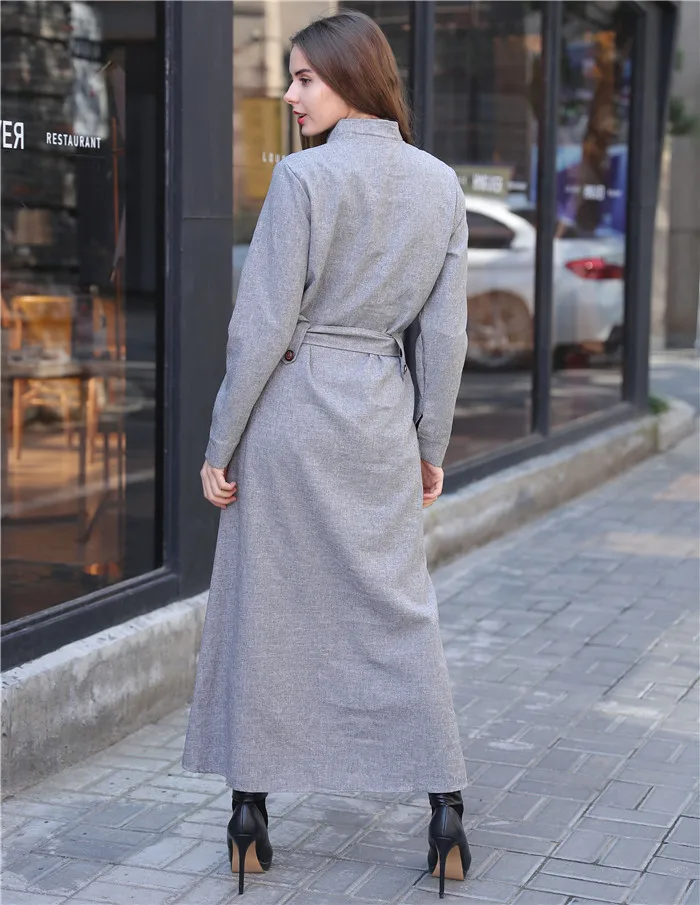 Мусульманское осеннее женское платье с длинными рукавами макси abaya jalabiya мусульманские платья одежда халат