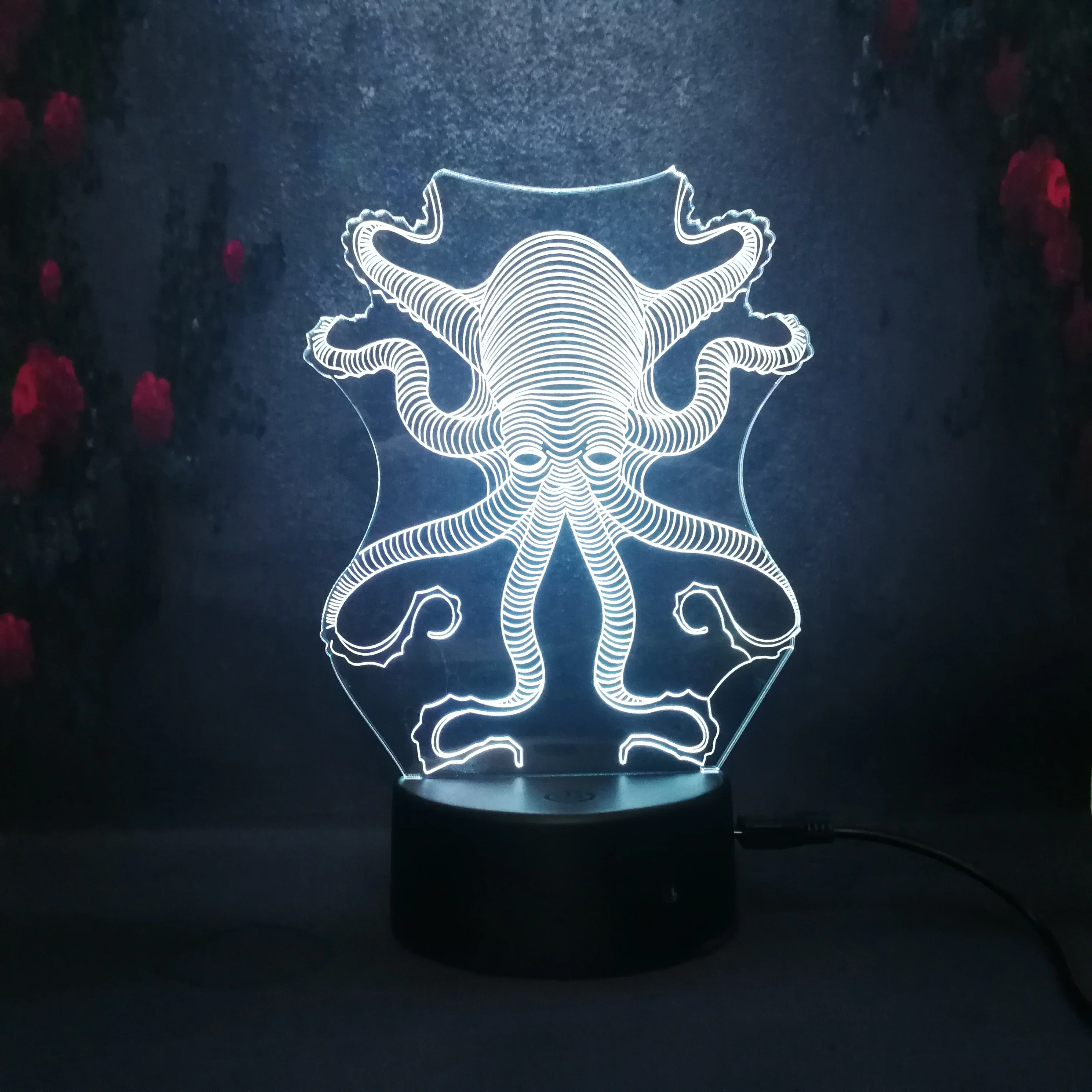 3D модель осьминога креативная лампа игрушка малыш 7 цветов блеск Ночник LED