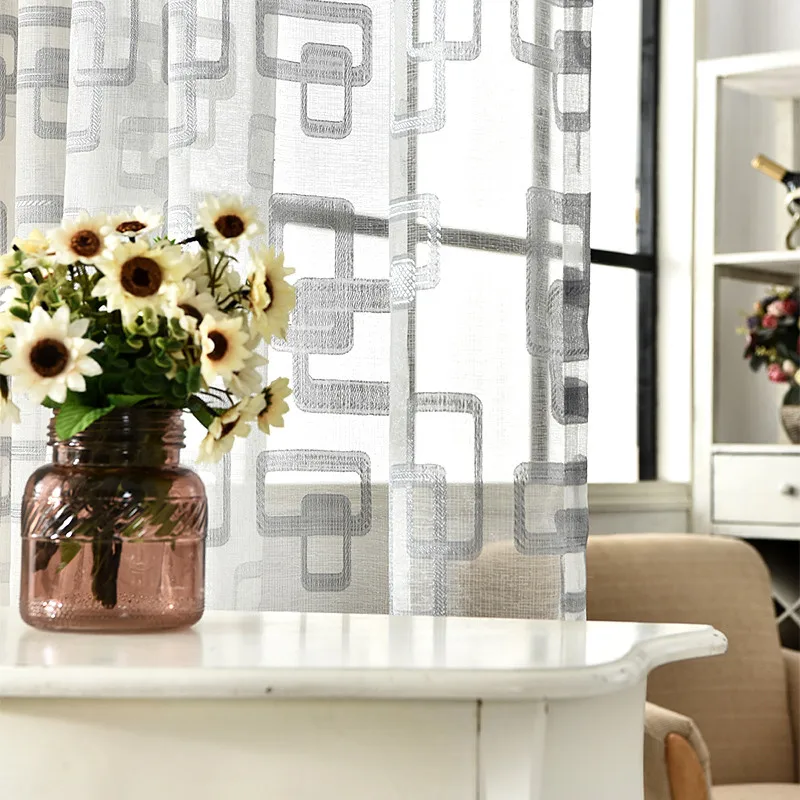 Золотистые и серые прозрачные оконные шторы для гостиной роскошные