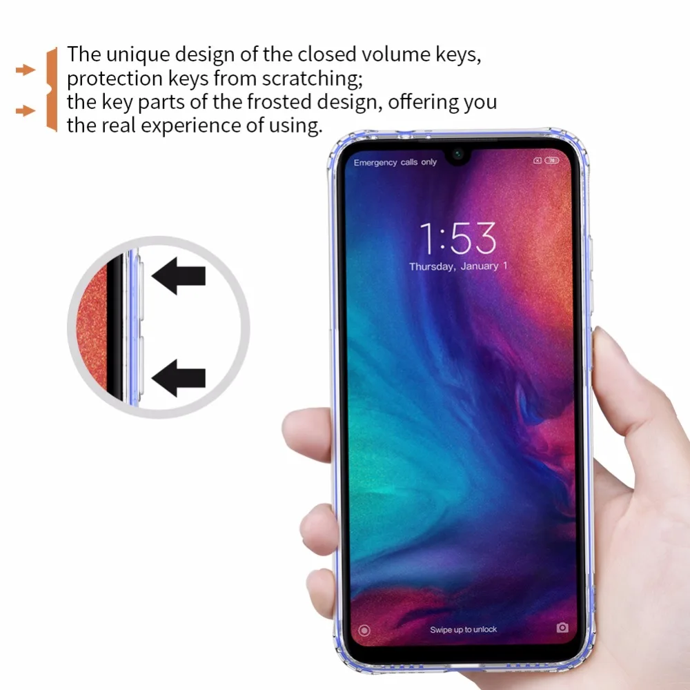 NILKIN для Xiaomi Redmi Note 7 чехол Nillkin натуральный прозрачный мягкий кремний TPU Защитный чехол для телефона Redmi Note 7 Чехол