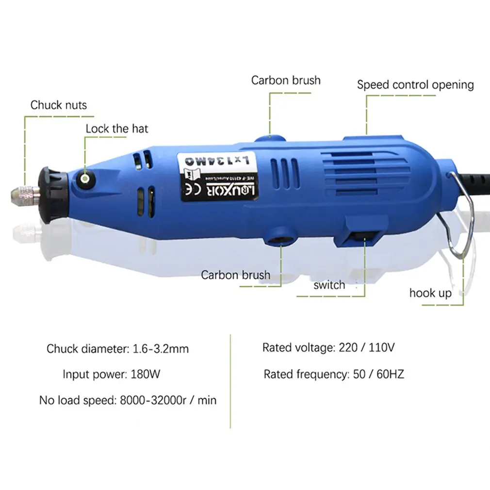 180 Вт Электрический мини шлифовальный набор инструментов ручной роторный