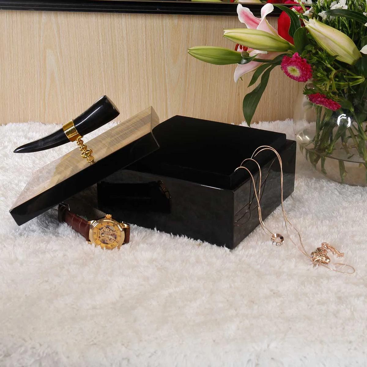 Коробка для ювелирных изделий Tooarts с роговыми полосками деревянный дисплей