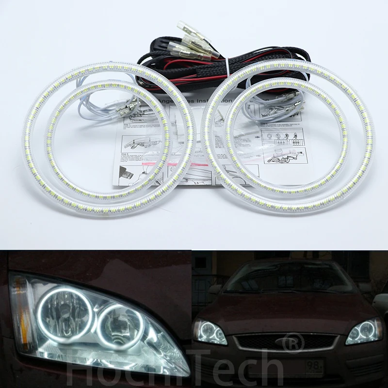 

Для Ford Focus II Mk2 2004 2005 06 07 2008 ультра яркий SMD белый светодиод ангельские глазки 2600LM 12V halo ring kit дневные ходовые огни