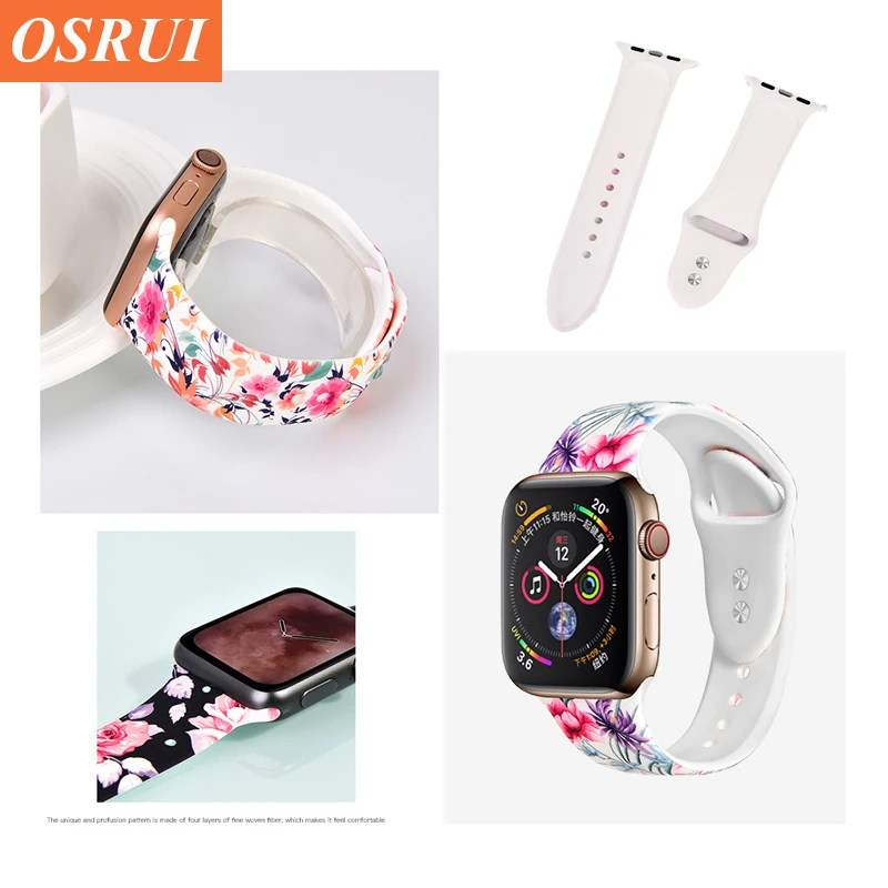 Силиконовый ремешок для apple watch band 4 44 мм 40 correa aplle 42 38 спортивный браслет наручные