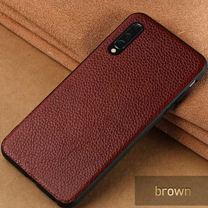 Коричневый Для мужчин Бизнес Роскошный кожаный чехол для xiaomi mi 8 lite A2 противоударный чехол из натуральной кожи задняя крышка для xiaomi Redmi Note 7 - Цвет: Коричневый