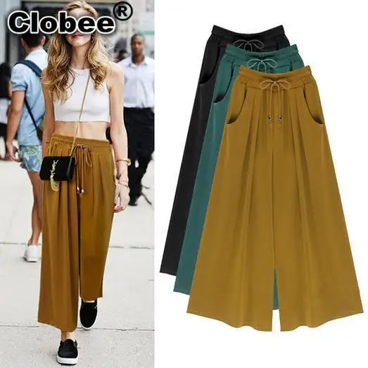 Женские широкие брюки до щиколотки большие размеры 6XL Mori Pantalon женские шаровары