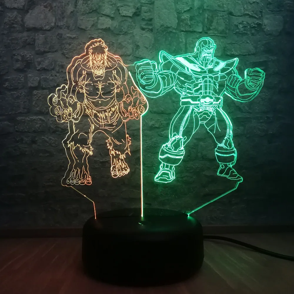 Marvel фигура Мстителей Халк танос 3D смешанные цвета luminaria USB зарядка лампа