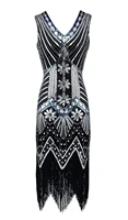 ecowalson ladies 20s 1920s roaring flapper costume black blue sequin gatsby fancy dress private lable drop shipping