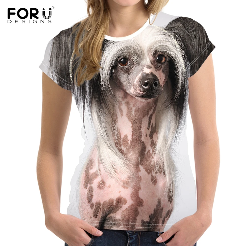 FORUDESIGNS/Kawaii/женские летние футболки с 3D принтом щенка в китайском стиле