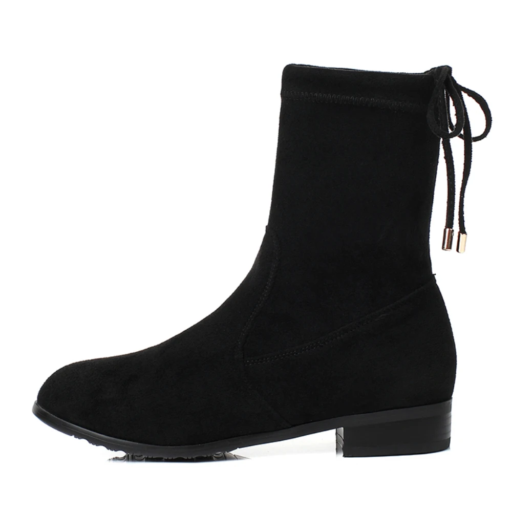 New Ankle Women Boots Wild Korean Version Soft Leather Elastic Fabric Spring Autumn Winter Martin Socks | Обувь