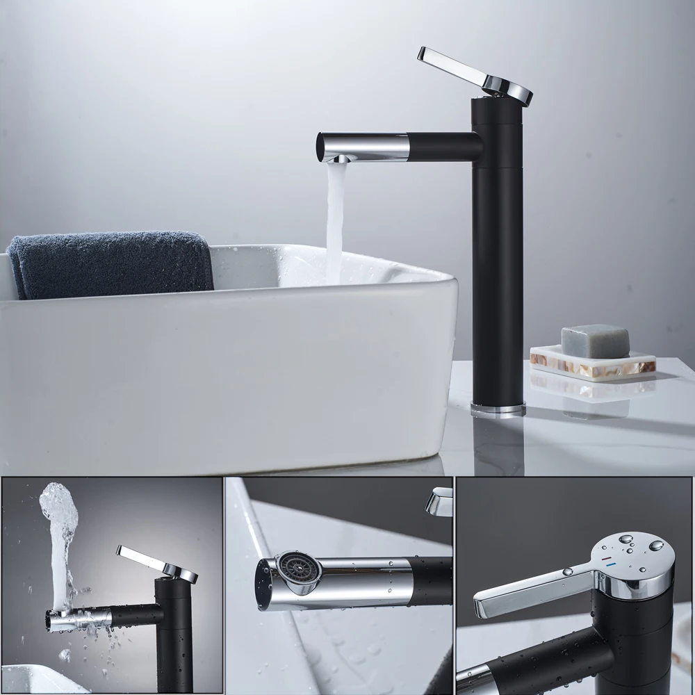 High White Painting Basin Taps Bathrooms Crane Torneira with Aerator 360 Free Rotation Single Lever Hot Cold Water Tap