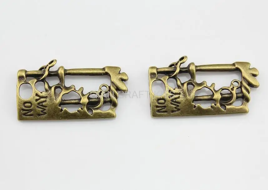 Candado grande de 50 piezas para pulsera, candado de aleaci&oacute;n de zinc y Bronce Antiguo, colgante, suministros de bricolaje, 40x19mm, sin plomo ni n&iacute;quel-0