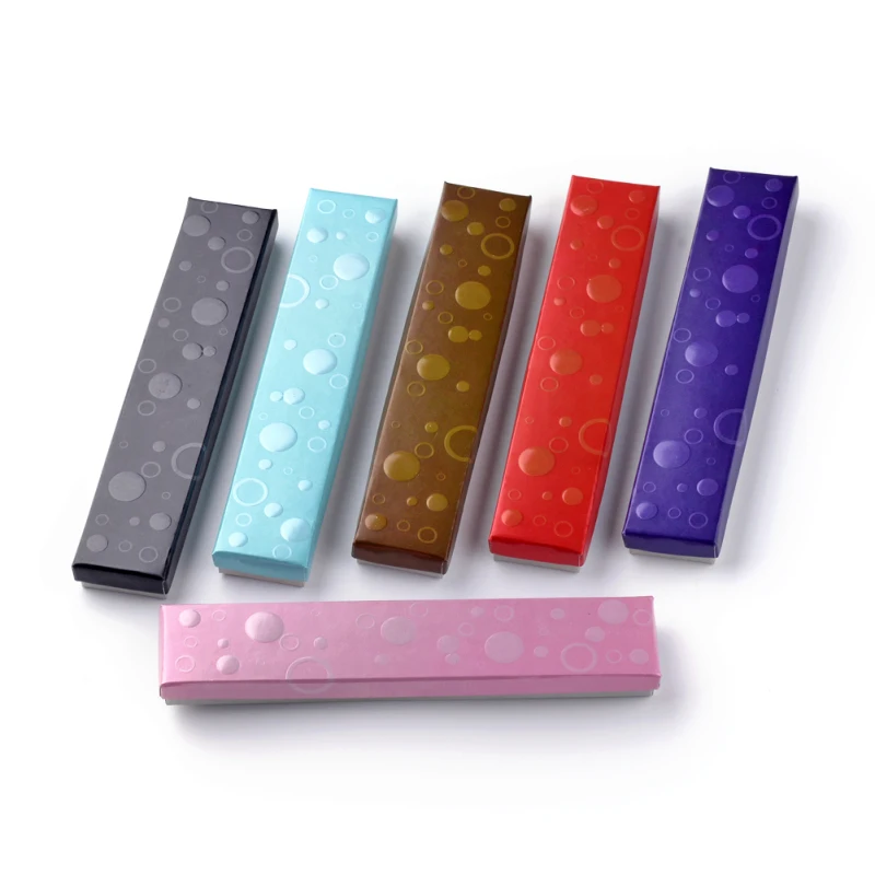 

12pcs Mix Color Rectangle Cardboard Jewelry Necklace Gift Boxes for jewellery Packaging with Sponge Inside 21x4.5x2cm