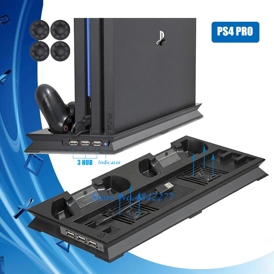 PS4 PRO вертикальная подставка двойной контроллер зарядное устройство зарядная док-станция Вентилятор охлаждения PS 4 аксессуары для sony Playstation 4 Pro