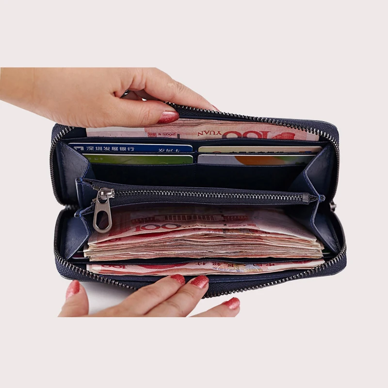 Женский кошелек из натуральной кожи длинный вязаный на молнии с узором женский