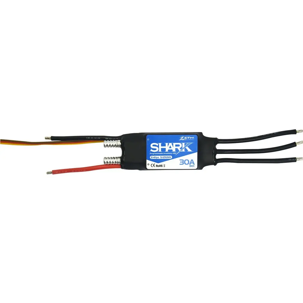 ZTW Акула серии 30A 60A 70A 80A бесщеточный скоростной контроллер esc 2 4 S Lipo 5 12NiMH для RC