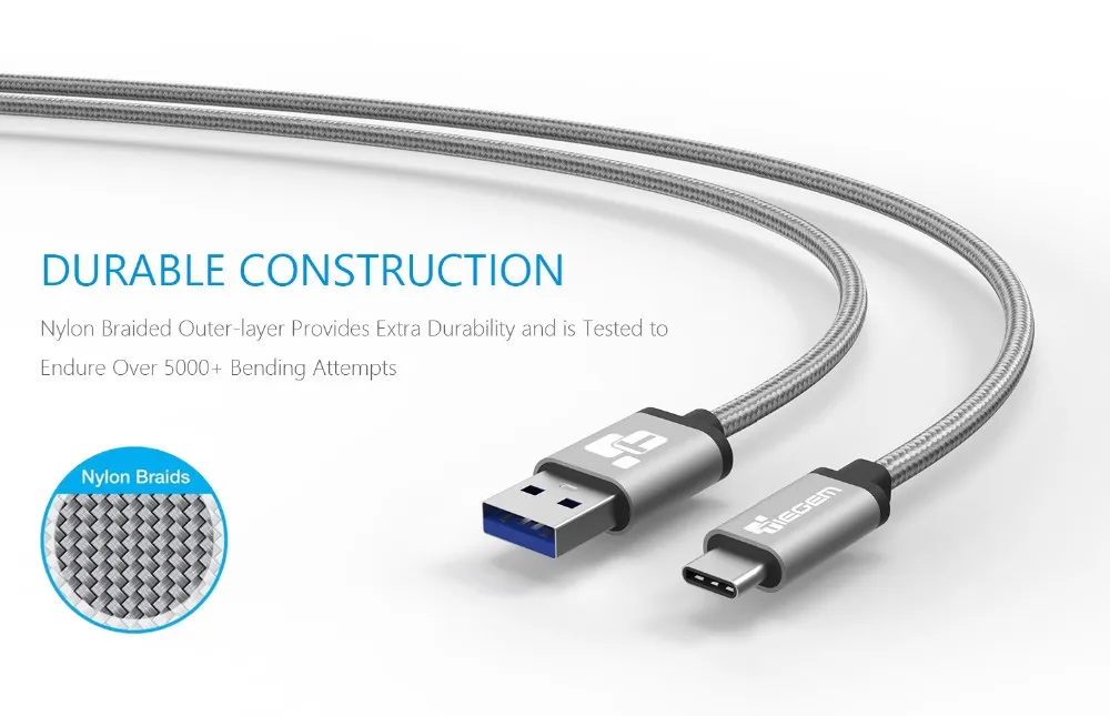 TIEGEM USB 3,1 type-C кабель Высокоскоростной USB 3,0 Шнур кабель для MacBook для Xiaomi 4S 5 letv samsung s8 type-c для Nexus 5X6 P