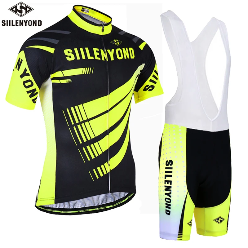 Jersey and bib Pants SIILENYOND, летняя одежда для велоспорта, короткий рукав, горный велосипед, джерси, одежда для гонок, одежда для велоспорта, комплект для велоспорта - Цвет: Jersey and bib Pants