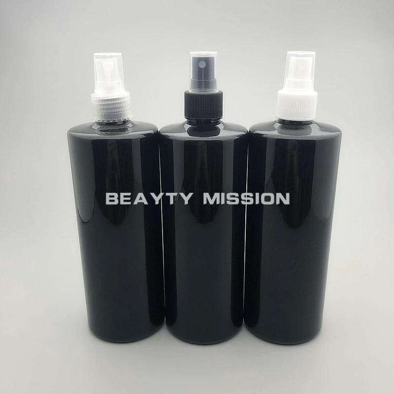 

BEAUTY MISSION Black 500ML 12 pcs Empty Plastic Sprayer Bottle with black/transparent/white atomizer Cosmetic Perfume Container