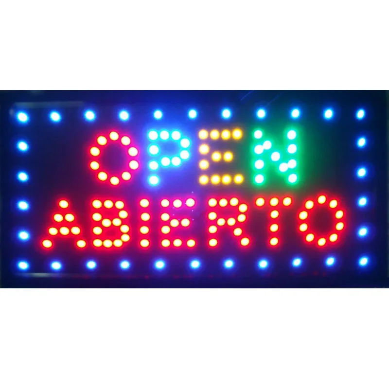 

hot selling customerized Animated LED OPEN ABIERTO signs 19x10" inch Led Neon open sign Led Sign board